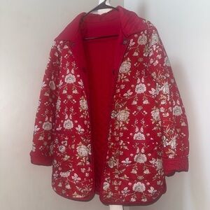 Vintage Reversible Red Floral Quilted Barn Jacket | Women’s Medium